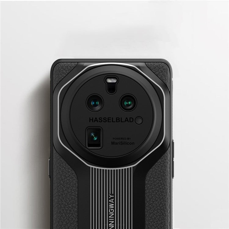 Q.COO Super Running Series 2 for Oppo Find X6 Pro Case PU Leather+Acrylic+TPU Drop Protective Phone Cover - Black