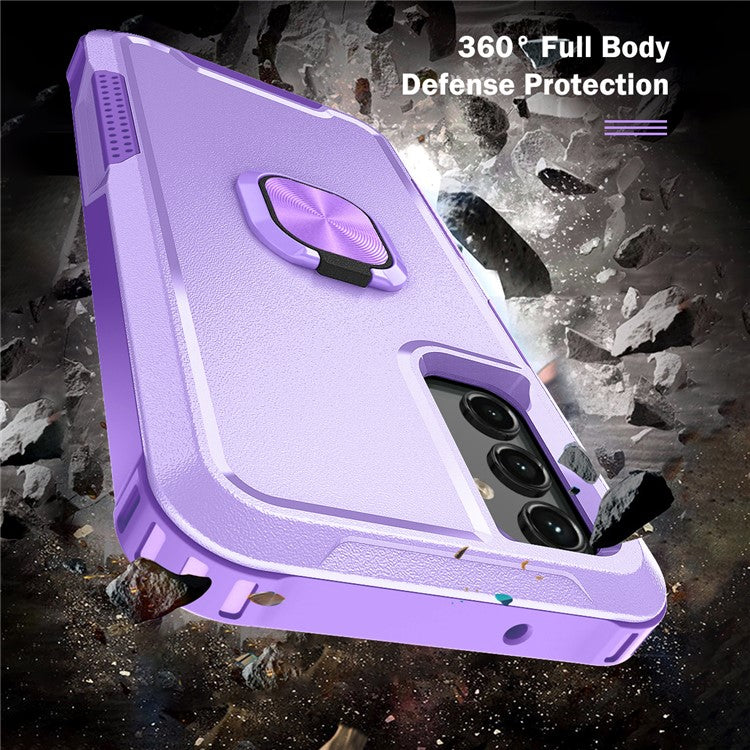 For Samsung Galaxy A24 4G (162.1 x 77.6 x 8.3mm) Case PC+SiliconeRing Kickstand Phone Cover - Light Purple
