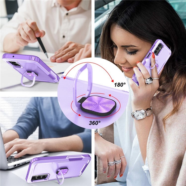 For Samsung Galaxy A24 4G (162.1 x 77.6 x 8.3mm) Case PC+SiliconeRing Kickstand Phone Cover - Light Purple