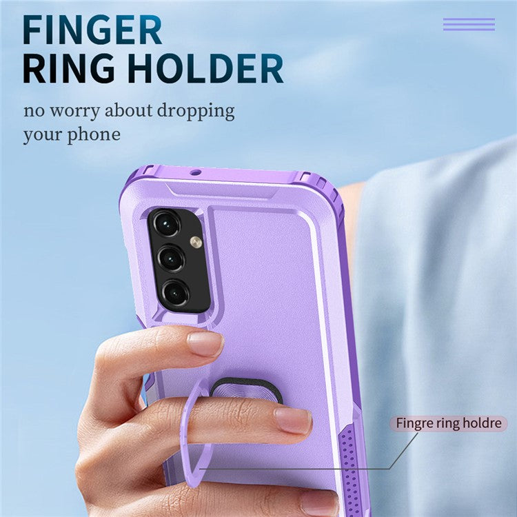 For Samsung Galaxy A24 4G (162.1 x 77.6 x 8.3mm) Case PC+SiliconeRing Kickstand Phone Cover - Light Purple