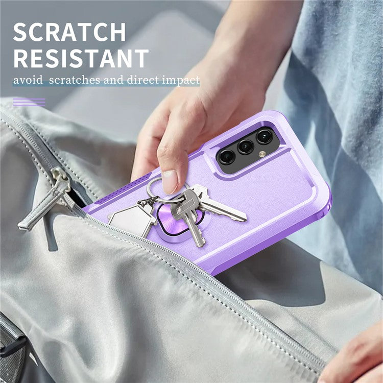 For Samsung Galaxy A24 4G (162.1 x 77.6 x 8.3mm) Case PC+SiliconeRing Kickstand Phone Cover - Light Purple