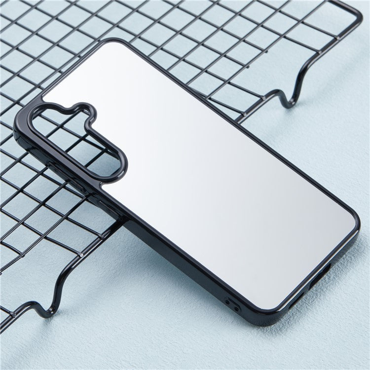 For Samsung Galaxy S24 Case Mirror Surface Back Shockproof Soft TPU Phone Cover - Black