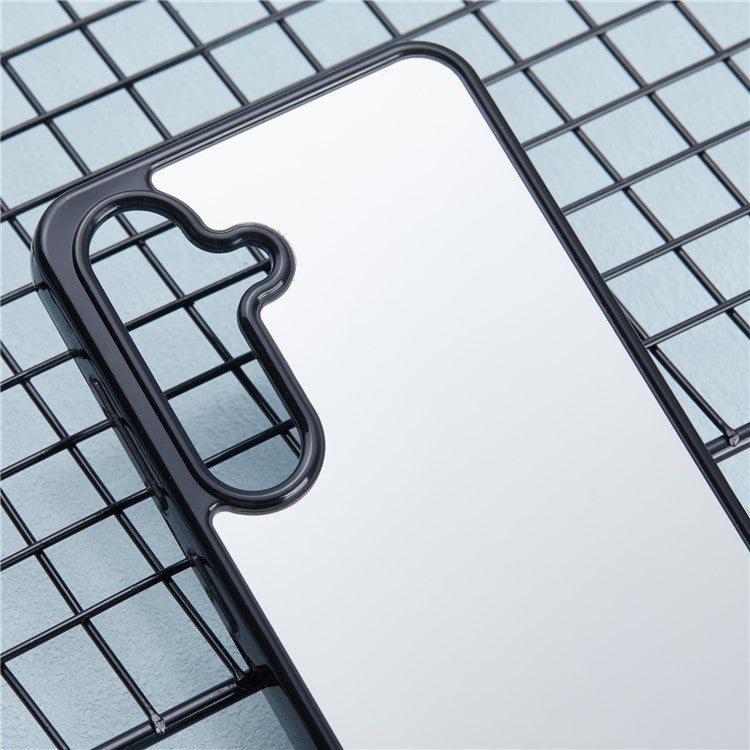 For Samsung Galaxy S24 Case Mirror Surface Back Shockproof Soft TPU Phone Cover - Black