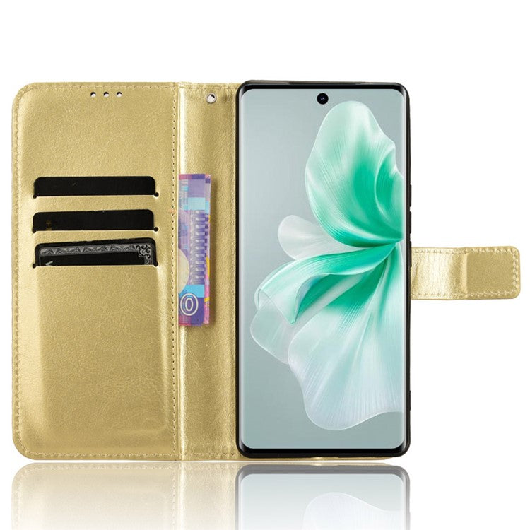 For vivo S18 5G / S18 Pro 5G / V30 5G / V30 Pro 5G Case Crazy Horse Texture Leather Full Protection Phone Cover - Gold
