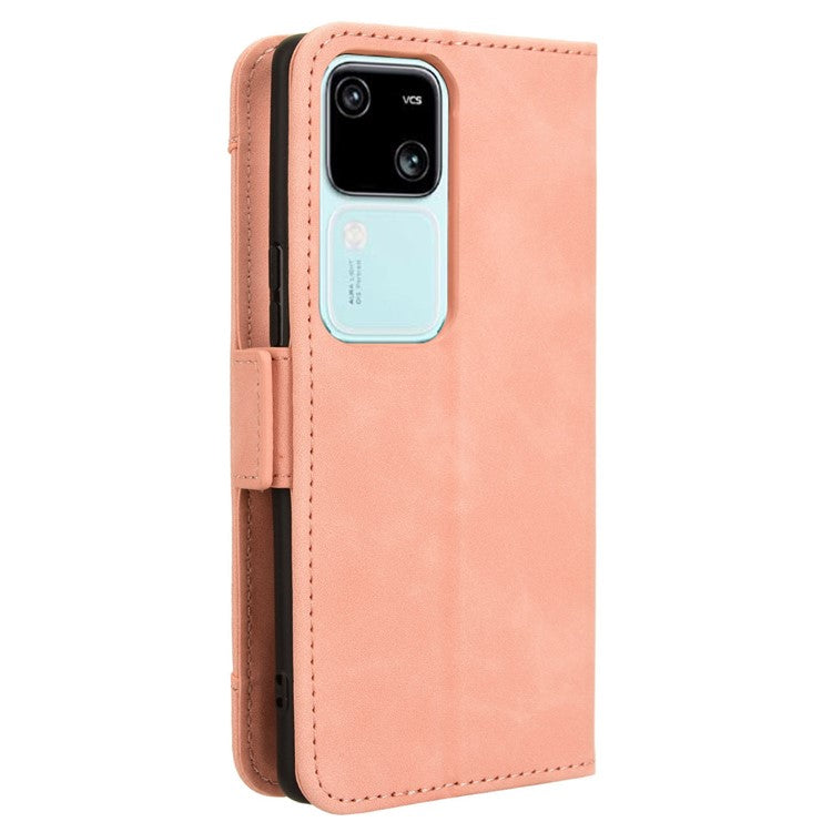 For vivo S18 5G / S18 Pro 5G / V30 5G / V30 Pro 5G Case PU Leather Stand Multiple Card Slots Phone Cover - Pink