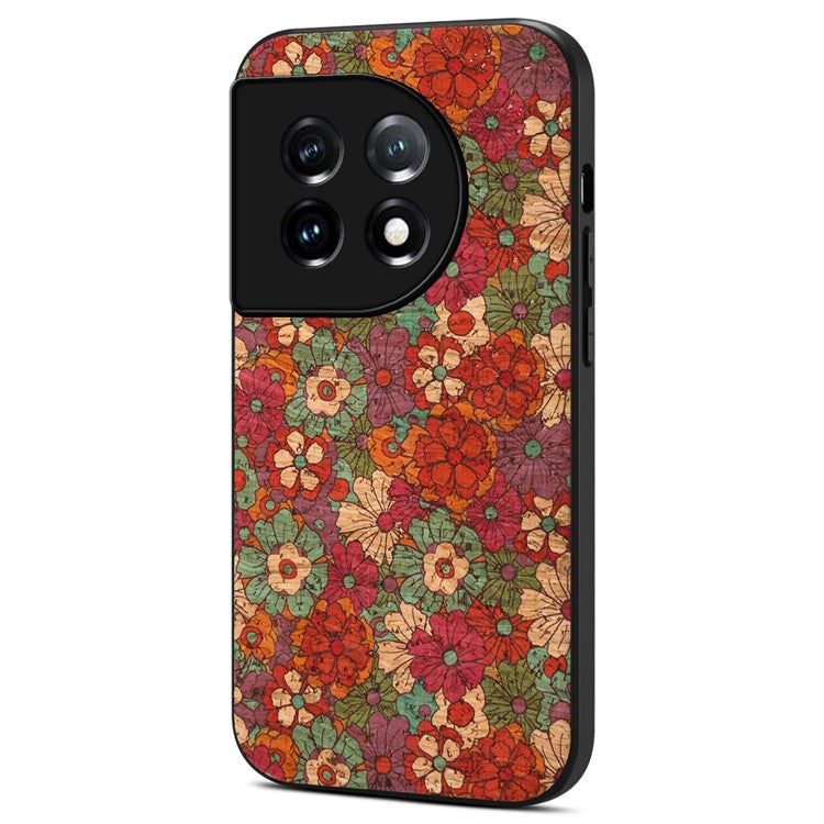 For OnePlus 11 5G Case Flower Pattern Design Leather+PC+TPU Protective Phone Cover - Summer / Red