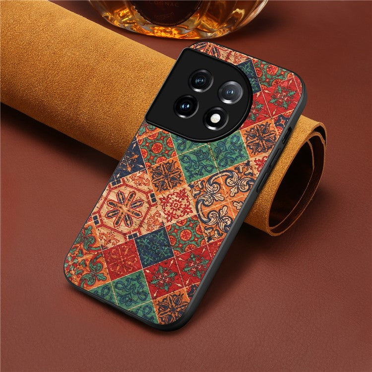 For OnePlus 11 5G Case Flower Pattern Design Leather+PC+TPU Protective Phone Cover - Winter / Blue