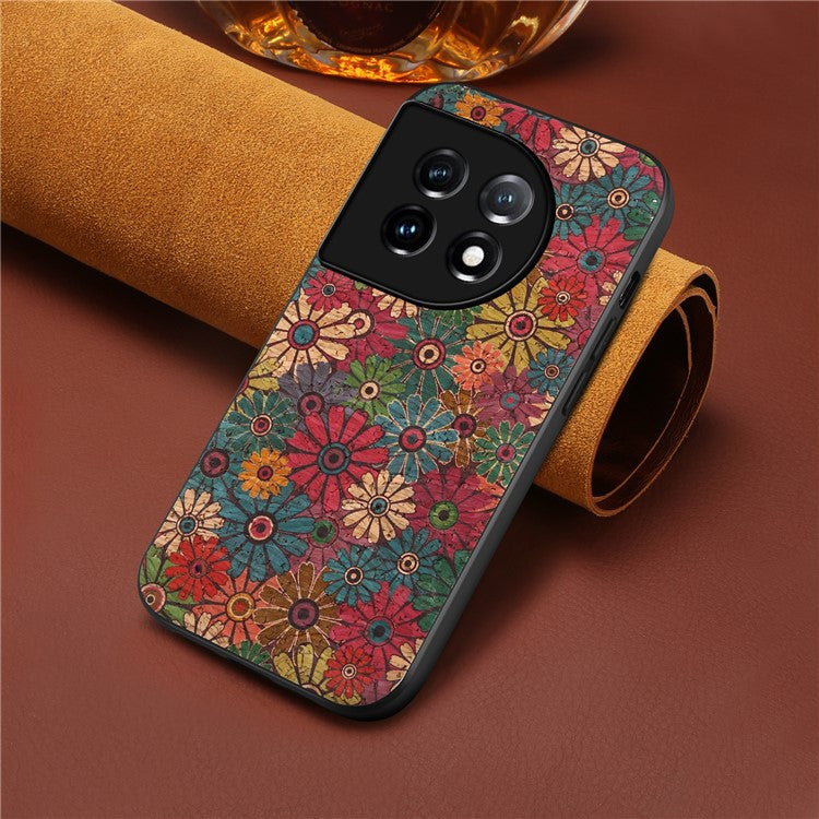 For OnePlus 11 5G Case Flower Pattern Design Leather+PC+TPU Protective Phone Cover - Spring / Green