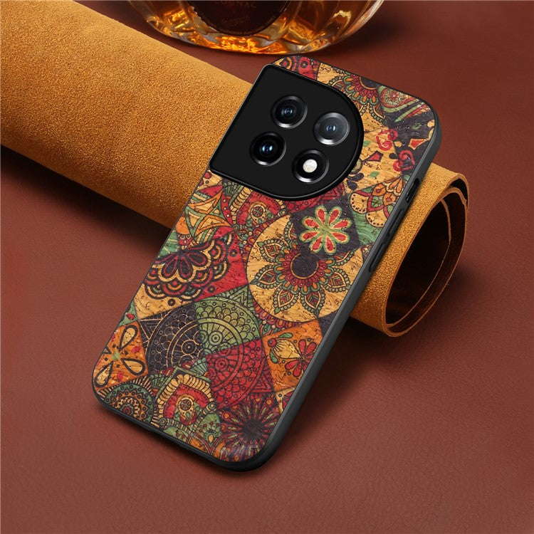For OnePlus 11 5G Case Flower Pattern Design Leather+PC+TPU Protective Phone Cover - Autumn / Yellow
