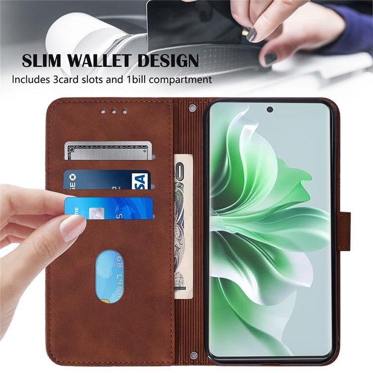 YB Imprinting Series-2 for Oppo Reno11 5G (Global) Flip Case Imprinted Leather Phone Cover with Shoulder Strap - Black