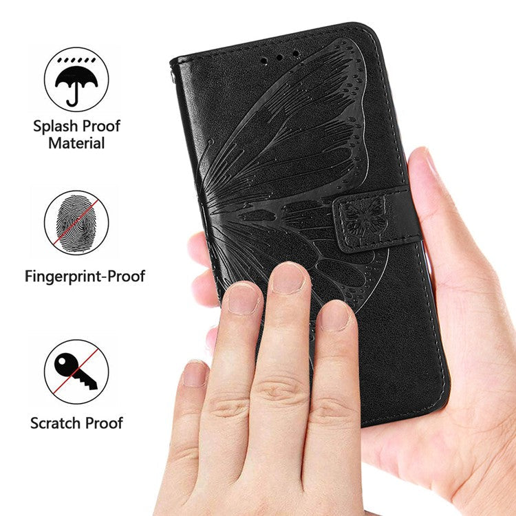 YB Imprinting Series-4 For Oppo A79 5G / A2 5G Phone Case Leather Stand Wallet Imprinted Cover with Strap - Blue