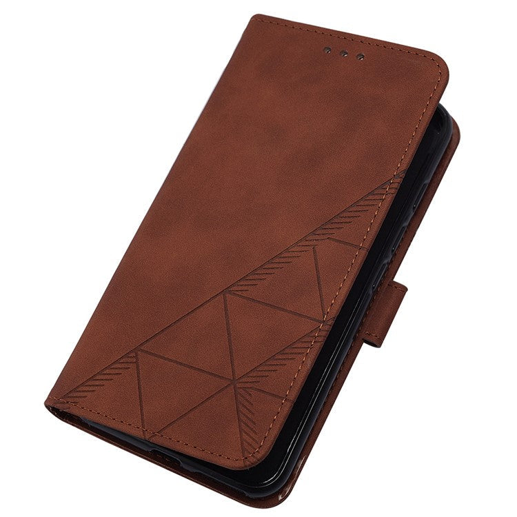 YB Imprinting Series-2 for Oppo Reno11 Pro 5G (Global) Case with Crossbody Strap Wallet PU Leather Phone Cover - Brown