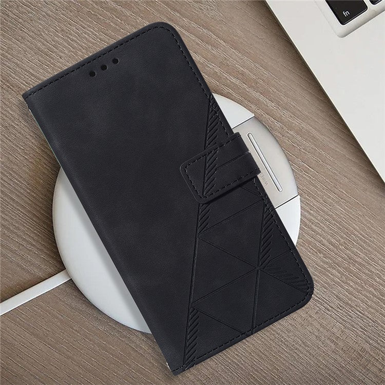 YB Imprinting Series-1 For Oppo Reno11 Pro 5G (Global) Case Leather Stand Flip Phone Cover with Hand Strap - Black