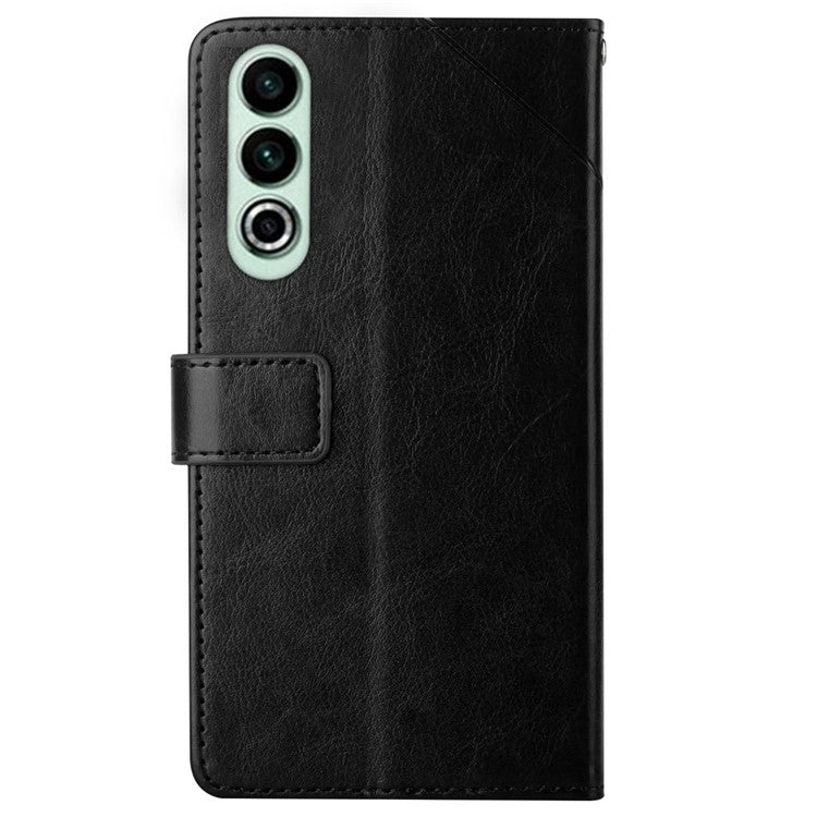 HT01 For OnePlus Nord CE4 5G Case Wallet PU Leather Cover Y-shaped Lines Imprinted - Black
