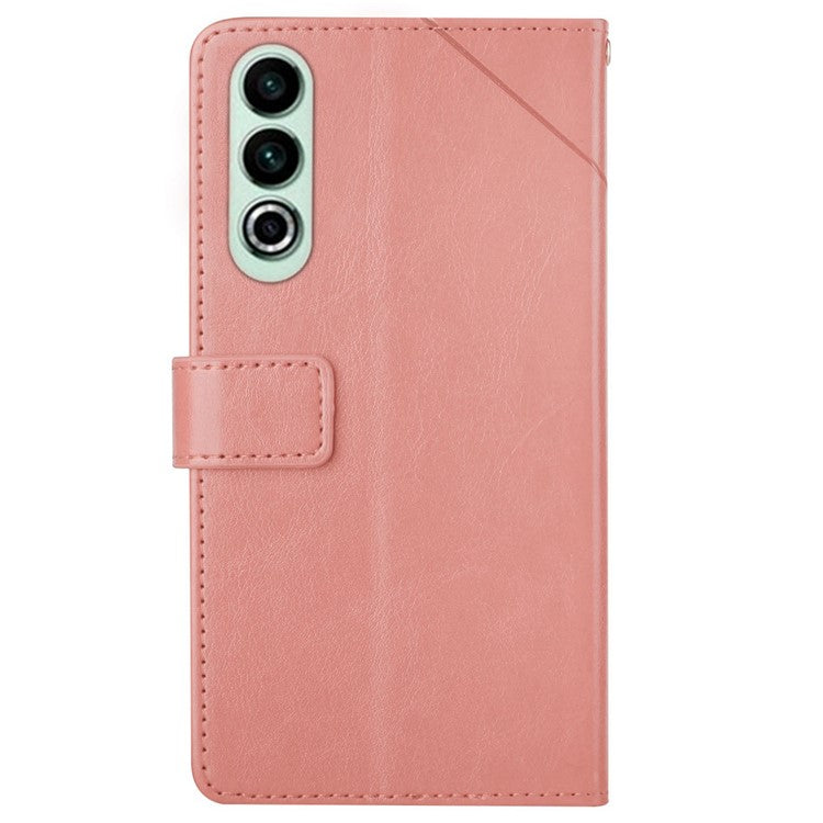 HT01 For OnePlus Nord CE4 5G Case Wallet PU Leather Cover Y-shaped Lines Imprinted - Pink