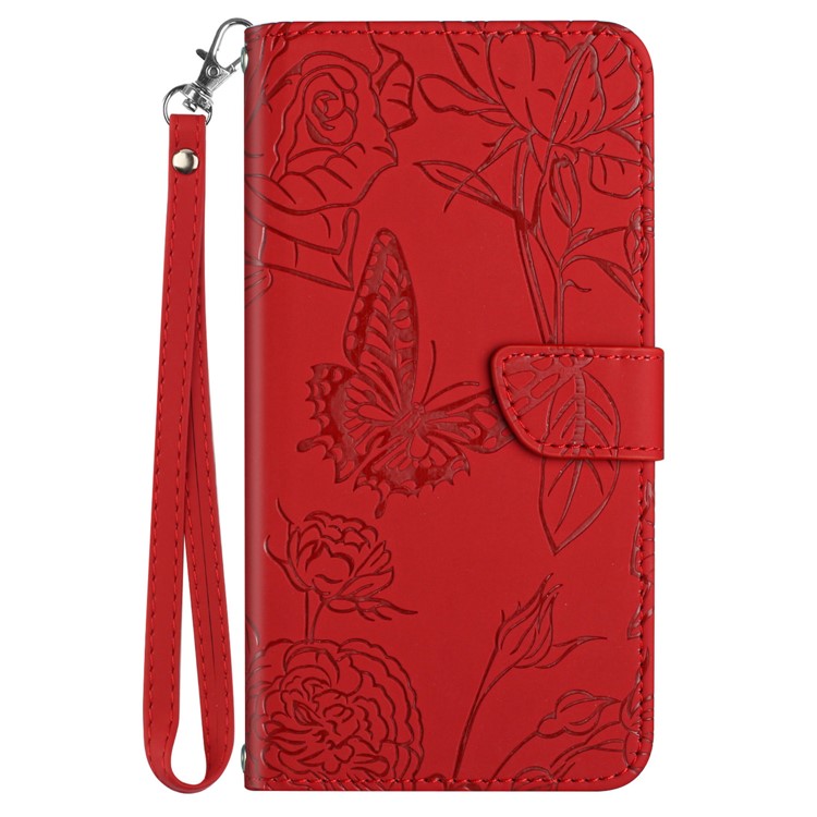 HT03 For OnePlus Nord CE4 5G Leather Case Butterfly Flower Wallet Phone Cover - Red