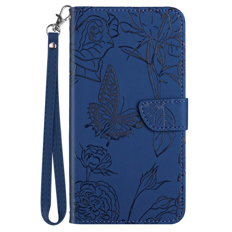 HT03 For OnePlus Nord CE4 5G Leather Case Butterfly Flower Wallet Phone Cover - Blue