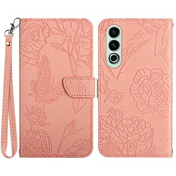 HT03 For OnePlus Nord CE4 5G Leather Case Butterfly Flower Wallet Phone Cover - Pink