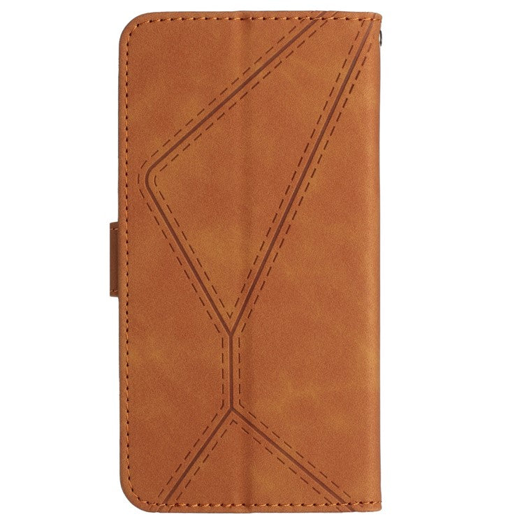 HT05 For OnePlus Nord CE4 5G Case PU Leather Lines Imprinted Wallet Phone Cover - Brown