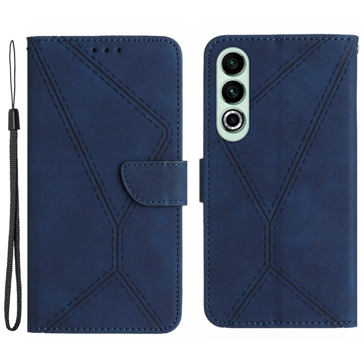 HT05 For OnePlus Nord CE4 5G Case PU Leather Lines Imprinted Wallet Phone Cover - Blue