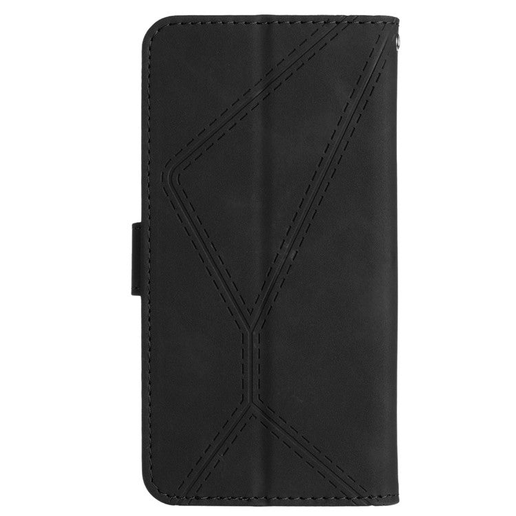 HT05 For OnePlus Nord CE4 5G Case PU Leather Lines Imprinted Wallet Phone Cover - Black