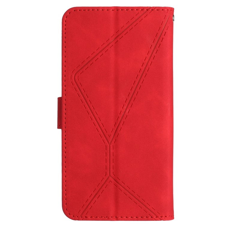 HT05 For OnePlus Nord CE4 5G Case PU Leather Lines Imprinted Wallet Phone Cover - Red