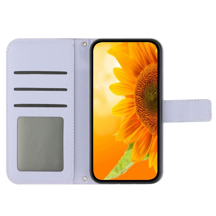 HT04 For OnePlus Nord CE4 5G Case Sunflower Flip Leather Phone Cover with Shoulder Strap - Light Purple