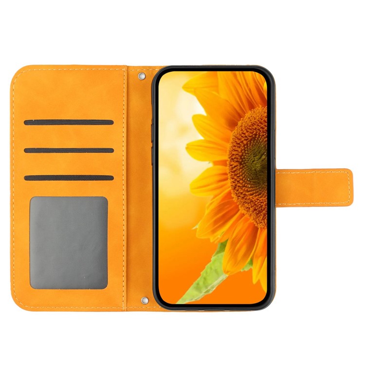 HT04 For OnePlus Nord CE4 5G Case Sunflower Flip Leather Phone Cover with Shoulder Strap - Yellow