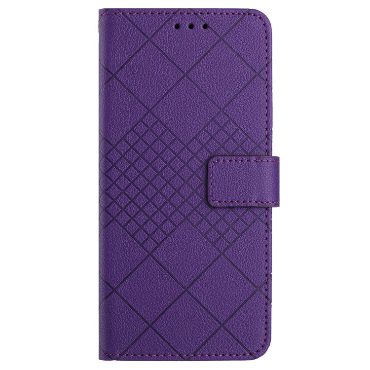 HT06 For OnePlus Nord CE4 5G Wallet Phone Case Rhombus Litchi Texture Leather Cover - Dark Purple