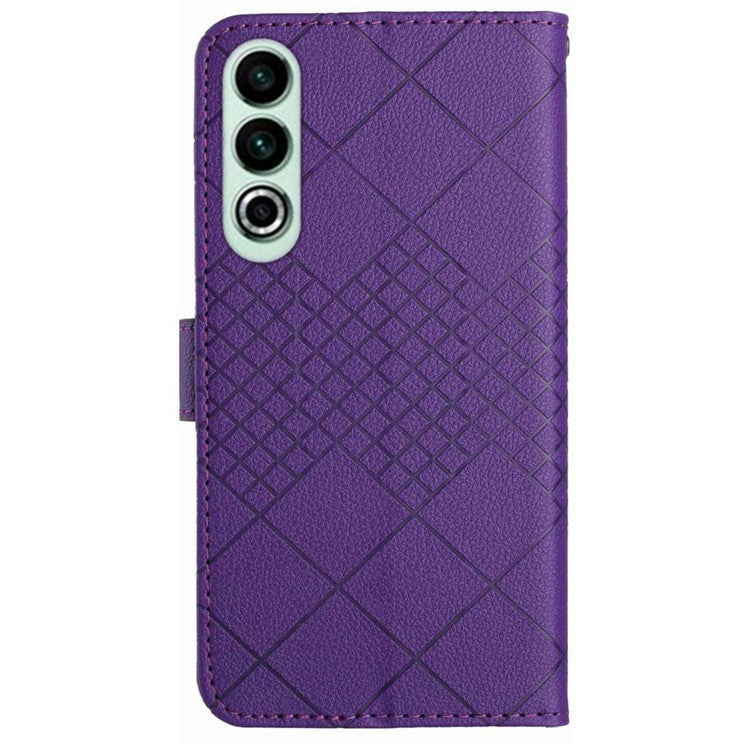 HT06 For OnePlus Nord CE4 5G Wallet Phone Case Rhombus Litchi Texture Leather Cover - Dark Purple