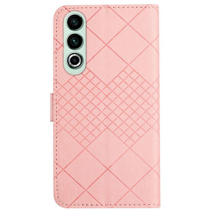 HT06 For OnePlus Nord CE4 5G Wallet Phone Case Rhombus Litchi Texture Leather Cover - Pink