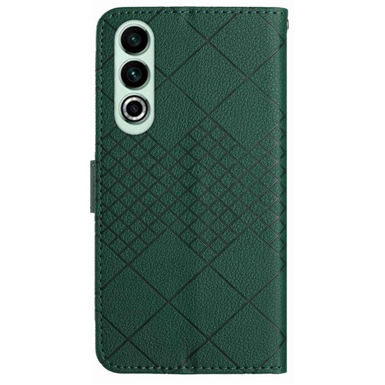 HT06 For OnePlus Nord CE4 5G Wallet Phone Case Rhombus Litchi Texture Leather Cover - Green