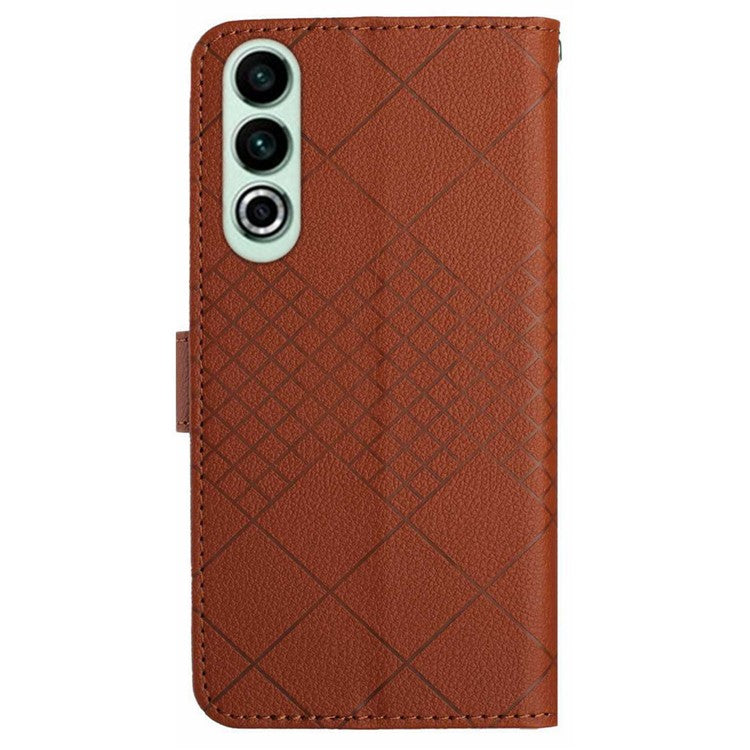HT06 For OnePlus Nord CE4 5G Wallet Phone Case Rhombus Litchi Texture Leather Cover - Brown