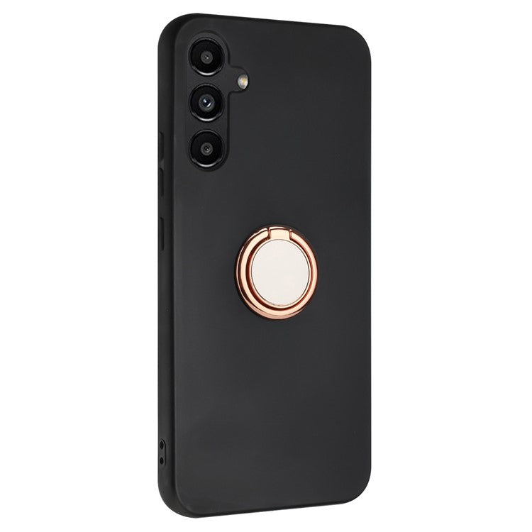 For Samsung Galaxy M15 5G Case Matte Soft TPU Back Phone Cover with Ring Holder Kickstand - Rose Gold