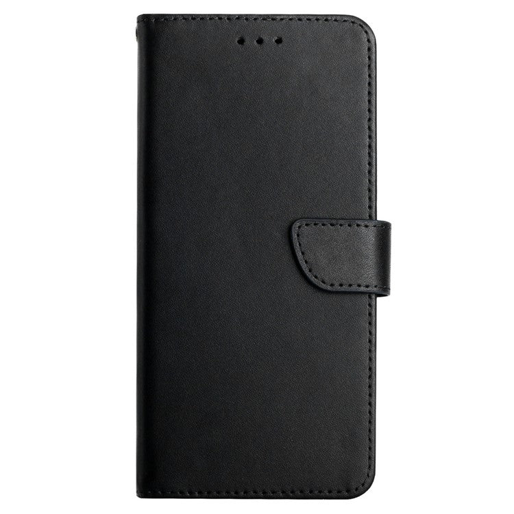 HT02 For Samsung Galaxy M15 5G Case Magnetic Folio Genuine Cow Leather Phone Cover - Black