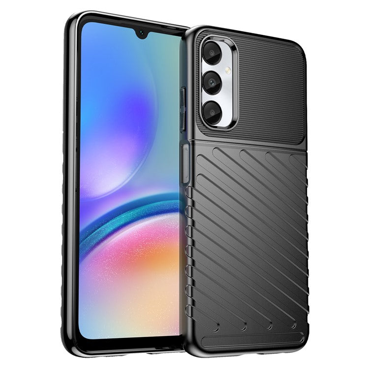 Thunder Series For Samsung Galaxy M14 4G / A05s 4G Case Thickened TPU Twill Texture Back Phone Cover - Black
