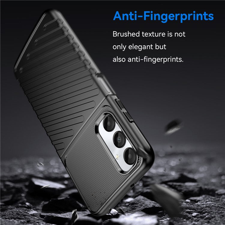 Thunder Series For Samsung Galaxy M14 4G / A05s 4G Case Thickened TPU Twill Texture Back Phone Cover - Black