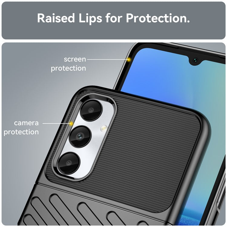 Thunder Series For Samsung Galaxy M14 4G / A05s 4G Case Thickened TPU Twill Texture Back Phone Cover - Black