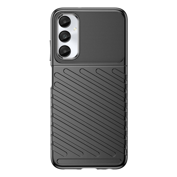 Thunder Series For Samsung Galaxy M14 4G / A05s 4G Case Thickened TPU Twill Texture Back Phone Cover - Black