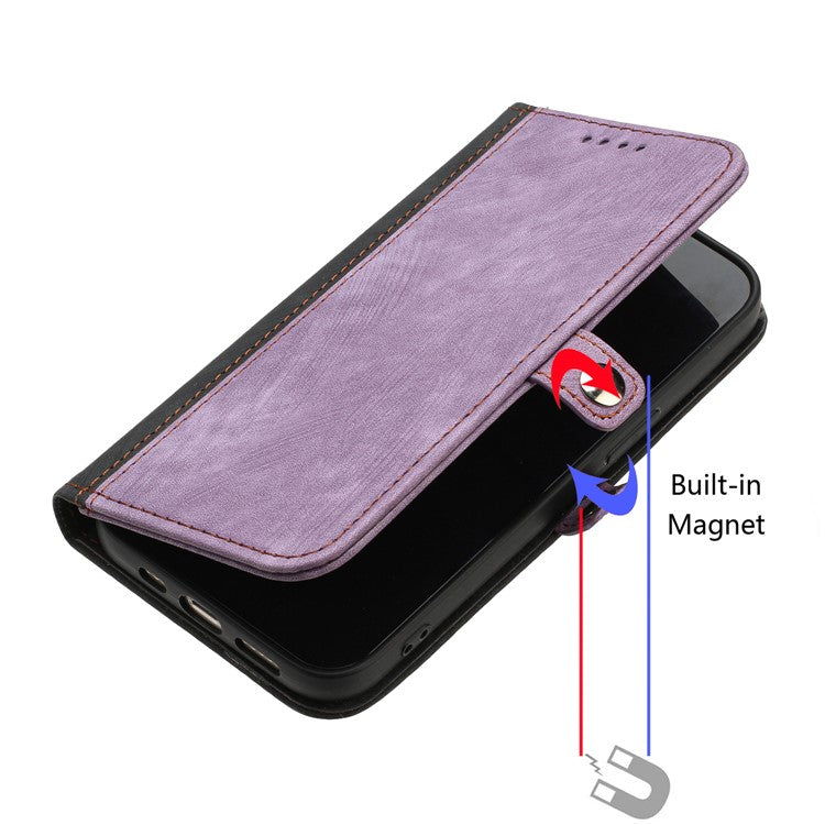 YX0020 For Samsung Galaxy S24 Case PU Leather Wallet Card Slots Phone Cover Double Magnetic Clasp - Purple