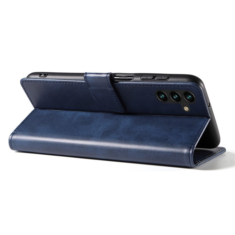 For Samsung Galaxy A24 4G (162.1 x 77.6 x 8.3mm) Wallet Case Calf Texture Leather+TPU Phone Cover - Blue