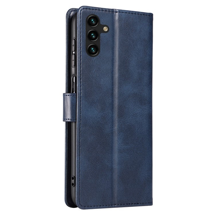 For Samsung Galaxy A24 4G (162.1 x 77.6 x 8.3mm) Wallet Case Calf Texture Leather+TPU Phone Cover - Blue