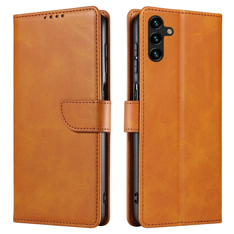 For Samsung Galaxy A25 5G (Global) (161.0 x 76.5 x 8.3mm) Case Leather Card Slots Phone Cover with Calf Texture - Khaki
