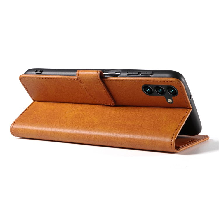 For Samsung Galaxy A25 5G (Global) (161.0 x 76.5 x 8.3mm) Case Leather Card Slots Phone Cover with Calf Texture - Khaki