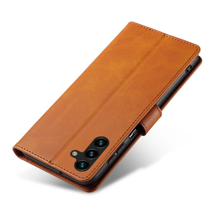 For Samsung Galaxy A25 5G (Global) (161.0 x 76.5 x 8.3mm) Case Leather Card Slots Phone Cover with Calf Texture - Khaki