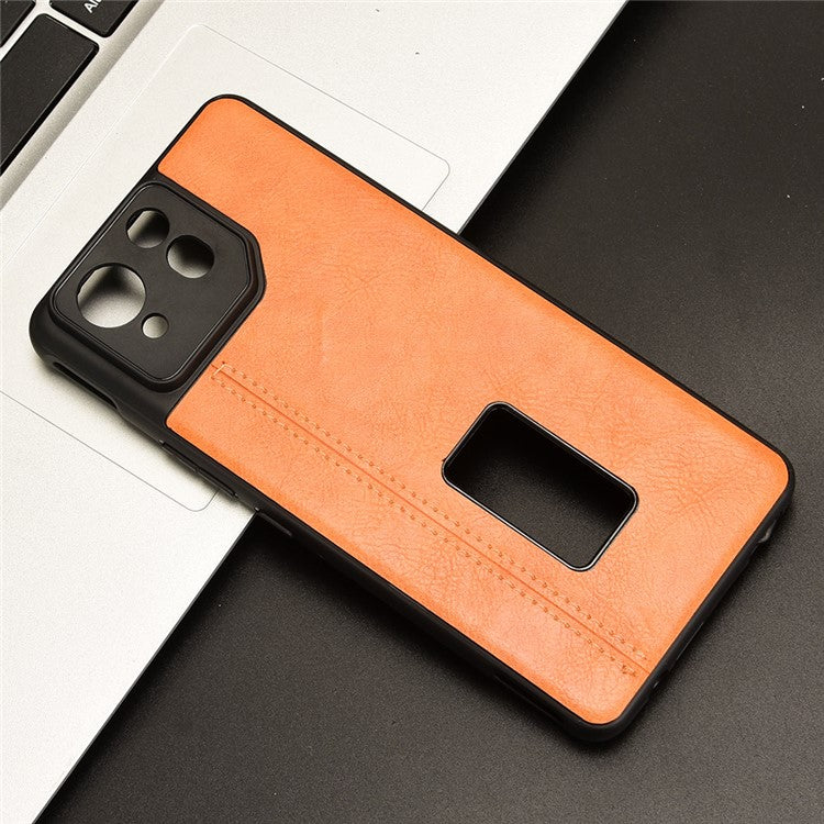 For Asus ROG Phone 8 5G / Phone 8 Pro 5G Case Stitching Line Cowhide Texture Anti-scratch Phone Cover - Orange
