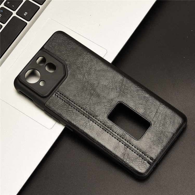 For Asus ROG Phone 8 5G / Phone 8 Pro 5G Case Stitching Line Cowhide Texture Anti-scratch Phone Cover - Black