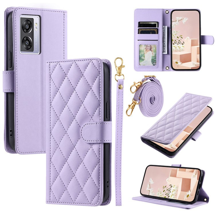 Leather Case for Oppo A77 5G / 4G / A77s 4G / A57 4G / A57 (2022) 5G / A57e 4G / A57s 4G / K10 5G / OnePlus Nord N20 SE 4G / N300 5G / Realme Narzo 50 5G - Purple