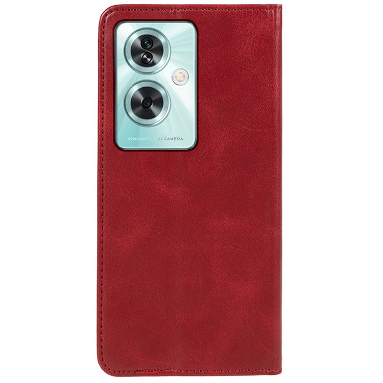 Leather Case for OnePlus Nord N30 SE 5G Calf Texture Auto-absorbed Magnetic Phone Wallet Cover - Red