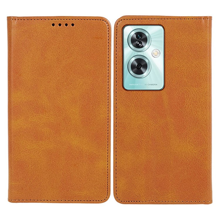 Leather Case for OnePlus Nord N30 SE 5G Calf Texture Auto-absorbed Magnetic Phone Wallet Cover - Khaki